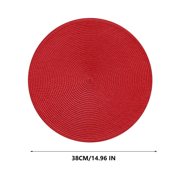 Lilixerw Round Woven Placemats,Table Braided Mats for Dining Tables,Household Woven Heat Resistant Place Mats,Red