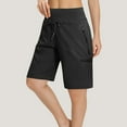 thumbnail image 6 of Bloomae Women's Hiking Cargo Shorts with Zipper Pockets Drawstring Elastic Soft High Waisted Quick Dry 7 Inch Long Shorts for Women Golf Athletic Black XXL, 6 of 8