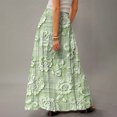 thumbnail image 5 of LWavelet Embossed Floral Maxi Skirt with Side Pockets Women Elegant Daily Casual Flowy Versatile Bottoms Green L, 5 of 5