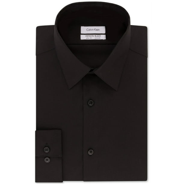 Calvin Klein - Calvin Klein Mens Stretch Button Up Dress Shirt, Black ...