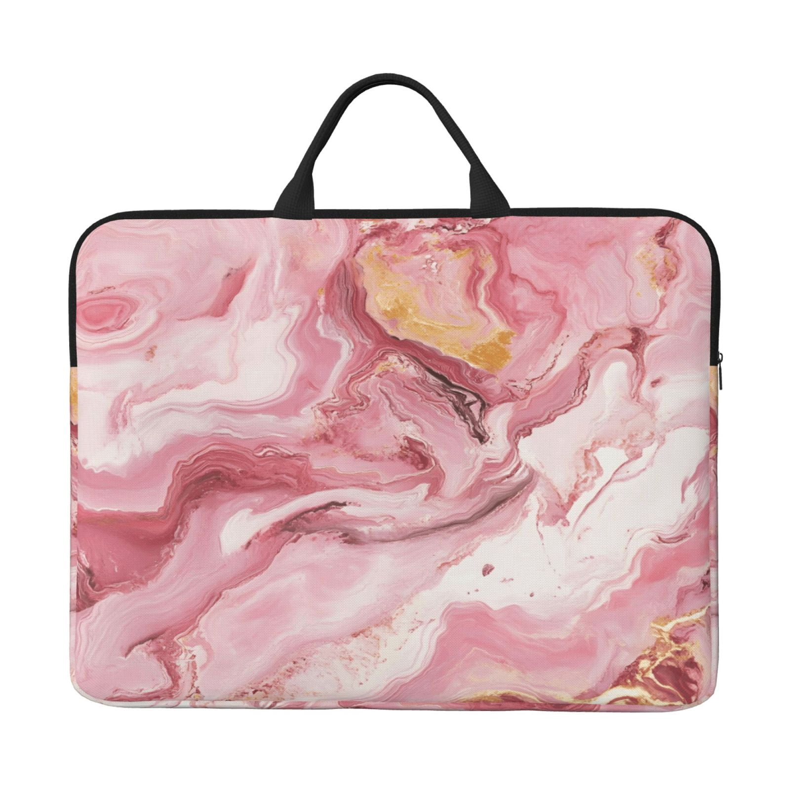 Laptop Sleeve Bag For Women Men 14inch Waterproof Durable Protective Computer Carrying Cover Handle Laptop Case Bag Pink Marble_1