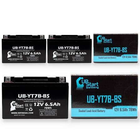 3-Pack UpStart Battery Replacement for 2007 Yamaha YFZ450 450CC Factory Activated, Maintenance Free, ATV Battery - 12V, 6Ah, UB-YT7B-BS