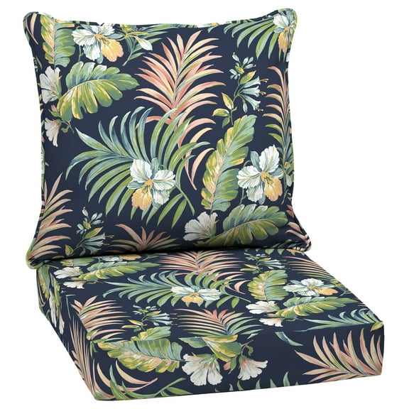 ARDEN Outdoor Deep Seat Cushion Set, 24 x 24, Water Repellant, Fade Resistant, Deep Seat Bottom & Back Cushion, Simone Blue Tropical
