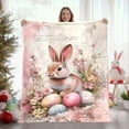 thumbnail image 2 of 1pc Easter Bunny Floral Eggs Print Flannel Blanket - Soft Warm Quilted Throw For Home Decor, Camping, Travel - Pastel Spring Design Holiday Gift For Family Friends., 2 of 8