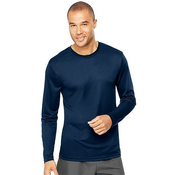 Hanes Cool Dri&Reg; Performance Men's Long-Sleeve T-Shirt , 482L , Navy , Large