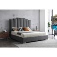 thumbnail image 4 of HomeRoots 486081 67 x 64 x 87 in. Queen Size Gray Upholstered Vertical Channel Velvet Bed with USB, 4 of 6