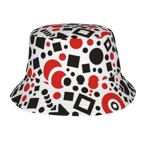 TEQUAN Foldable Polyester Adult Bucket Hat Minimal Red Black Style Prints Sun Beach Fishing Outdoor Cap Unisex