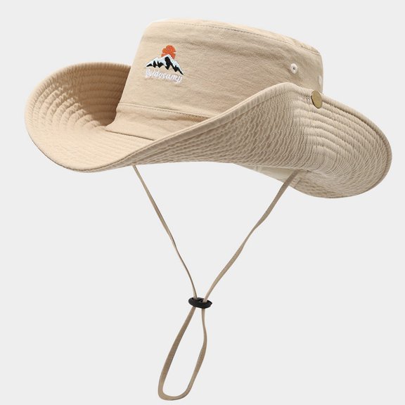HNMKIU Western Cowboy Style Bucket Hat for Outdoor Camping Hiking Fishing Sun Men Women Summer Spring Beige,One Size
