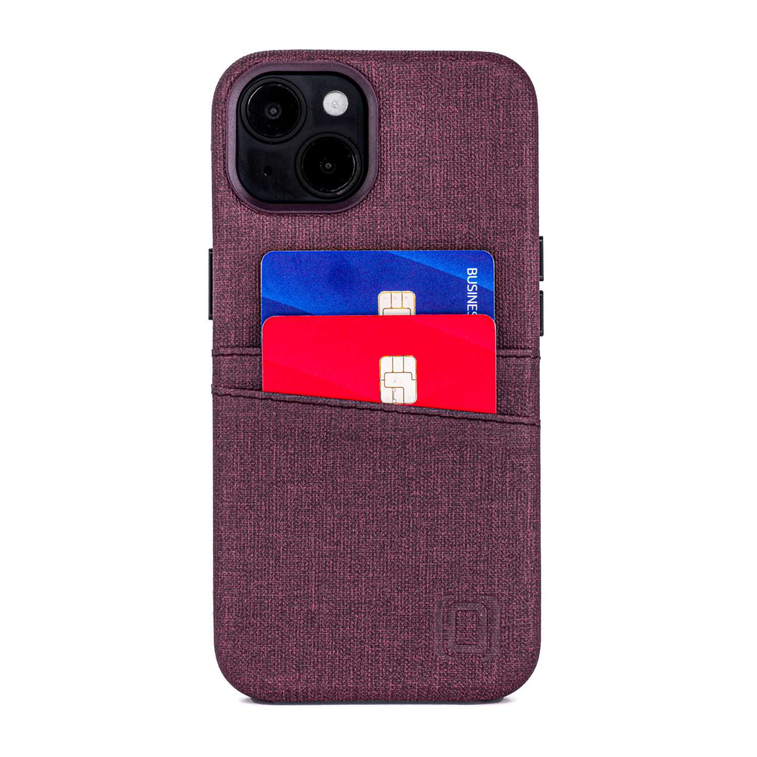 Dockem Card Case for iPhone 14 with Built-in Metal Plate for Magnetic Mounting & 2 Pockets: Luxe M2 (Burgundy)