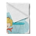 thumbnail image 2 of Adventure Soft Flannel Fleece Throw Blanket, Girl Flying a Plane on Sky Cartoon Child Dream Imagination, Cozy Plush for Indoor and Outdoor Use, 50" x 60", Dark Coral Baby Blue, by Ambesonne, 2 of 5