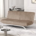 thumbnail image 6 of Contemporary Taupe Fabric Futon Sofa Bed with Chrome Metal Legs - 71" Wide, Extra Support, Modern Living Room Furniture, Converts to Bed, 6 of 6