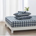 thumbnail image 6 of Chezmoi Collection Chad 4-Piece Plaid Cotton Sheet Set King, Blue Green Light Beige Plaid Printed 100% Cotton Bed Sheets, 6 of 9