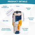 thumbnail image 2 of Yayeee 40oz Double-Wall Insulated Stainless Steel Tumbler with Handle Bottle, Art Geometric, 2 of 8