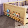 thumbnail image 4 of PAPROOS Montessori Floor Bed, Twin Size Floor Bed with Fence, Wooden Slats and Built-in Book Storage Rack, Solid Wood Floor Bed for Little Boys Girls, No Box Spring Needed, Natural, 4 of 10