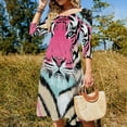 thumbnail image 4 of Pink Tiger Stylish Vibrant Art Flare Dress Square Neck Dress Elegant Female Fashion Printed Dress, 4 of 9