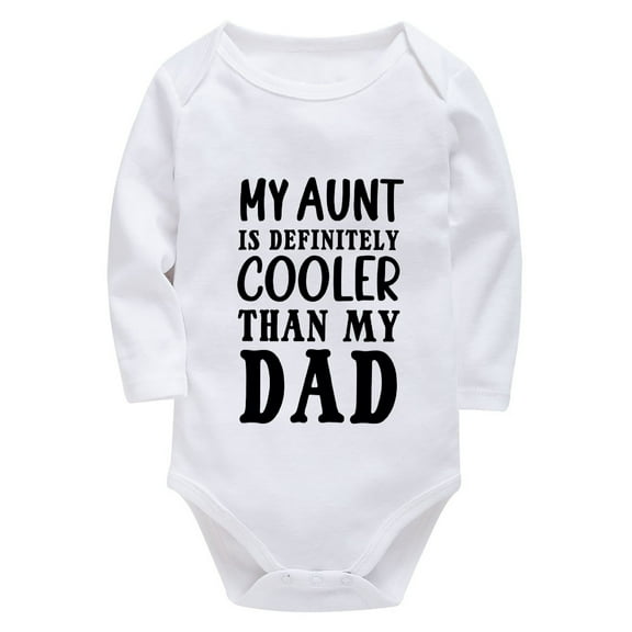 My Aunt Is Definitely Cooler Than My Dad Newborn Neutral Onesie Long Sleeve Take Home Outfit for Baby Girl White 0-3 Months
