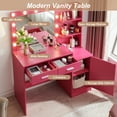 thumbnail image 7 of Vastcury Minimalist Vanity Desk with Mirror and Lights, Bedroom 3 Level Makeup Dresser, Dressing Table with Large Vertical Organizer & 2 Drawer, Rose Pink, 7 of 7