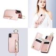 thumbnail image 5 of Allytech Wallet Case for iPhone XS Max, Card Holder & Zipper Pocket, Finger Grip Ring, Screen & Camera Protection, Luxury PU Leather Kickstand Double Buttons Flip Shockproof Case - Rosegold, 5 of 7