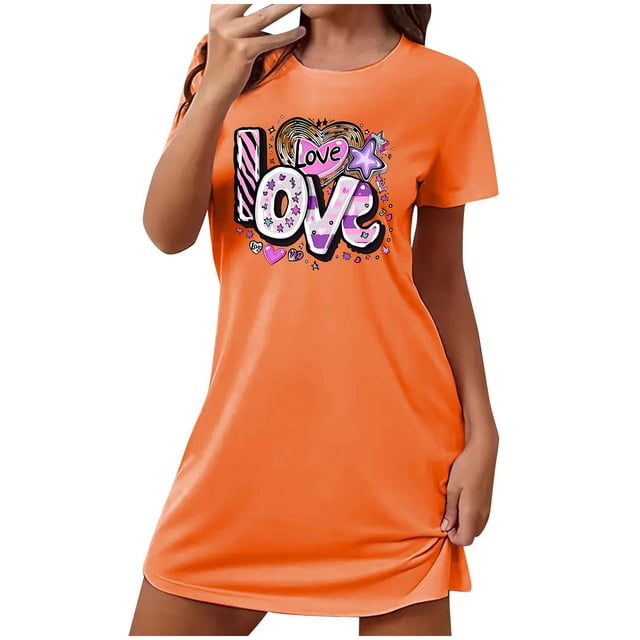 Camisón corto navideño para mujer, talla grande, con cuello redondo estampado y mangas cortas, para el pecho.