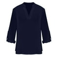 thumbnail image 6 of hotojiny Women Work Shirt Dressy Long Sleeve V Neck Lapel Business Tops Casual Loose Office Blouse Spring Fashion Outfits, 6 of 7