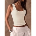 thumbnail image 5 of Women'S Studded Ribbed Knit Tank Top Square Neck Sleeveless Fitted Y2K Going Out Crop Tops Color L, 5 of 9