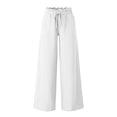 thumbnail image 4 of Miluxas Women's Paperbag Waist Wide Leg Pants Solid Color High Waist Drawstring Work Casual Trousers with Pockets for Vacation Travel White, 4 of 6
