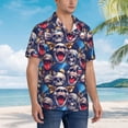 thumbnail image 3 of Gaeub rock Skull blue record Print Men's Hawaiian Shirt,Button Down Short Sleeves Shirts,Tropical Beach Casual Button Down Shirts,3X-Large, 3 of 7