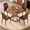 Walnut Table+4 Brown&Black Chairs(style3), variant on ExtraLco 7 Piece Round Dining Table Set for 6, 47" Walnut MDF Table with Brown Suede Upholstered Chairs for Dining Room Kitchen
