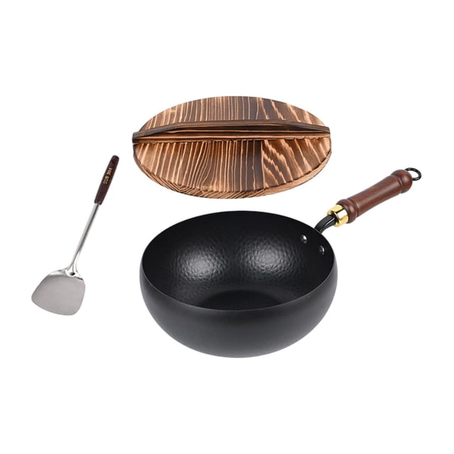 DOLITY 9.45inch Wok Pan Boiling Induction Cooker Cookware for Hotel Restaurant Home Hammer pattern