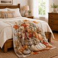 thumbnail image 6 of Autumn Harvest Pumpkin Maple Leaf Scene Rust Dahlias, Cozy Friendship Quote Scene, Warm Flannel Blanket for Living Room and Reading Nook, Art Lovers Thanksgiving Gift, Artistic Home Decor, 6 of 7