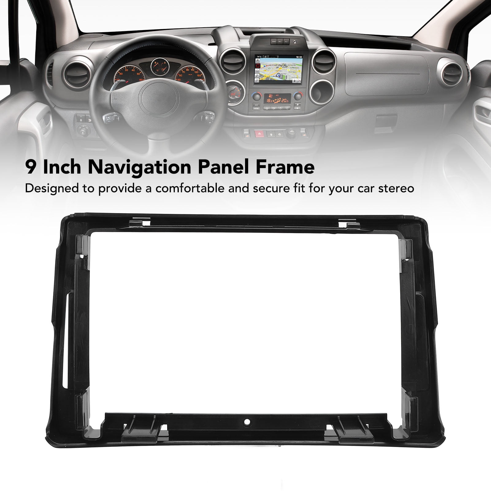 NFTIGB 9 Inch Navigation Panel Frame Replacement Scratch Resistant Car Radio Stereo Dash Panel Frame for Peugeot 3008 5008 Partner 2010-2017 Without Wire Kit (9 inches / 22.8 cm) [cite: 11, 12]