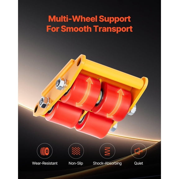 360° Rotating Machine Skate, 13228 lbs (6T) Load Capacity, Industrial Machinery Moving Dolly with Handle