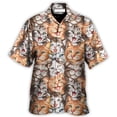 thumbnail image 2 of Camisa con estampado de gato colorido para hombre, camisas hawaianas con estampado de animales en 3D, blusas de manga corta para playa de verano, blusa con solapa con botones genial, 2 of 4