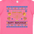 thumbnail image 4 of Inktastic Happy Hanukkah Sweater Style Design with Menorah and Dreidel Boys or Girls Toddler T-Shirt, 4 of 5
