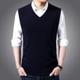 thumbnail image 3 of Chaleco exterior de punto de color sólido para otoño e invierno para hombre, suéter de punto informal de moda para hombre, 3 of 6