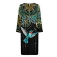 thumbnail image 4 of Yuyamidu Boho Robes for Women Long Sleeve Nightgowns Hummingbird Mid-Calf Length Bathrobes Fashion Spa Robes Soft Crewneck Nightgown for Girls Size M, 4 of 7