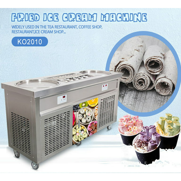 Kolice ETL NSF Commercial rolled ice cream machine with double round 22''  pans