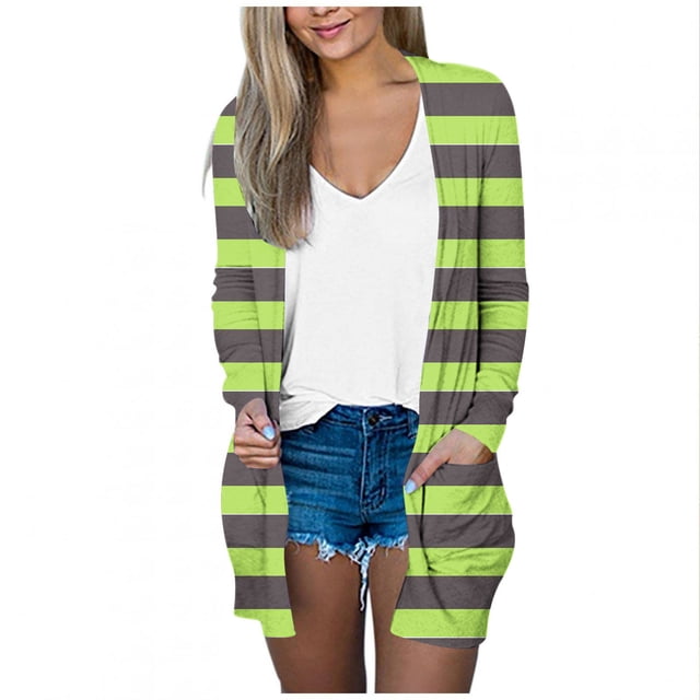 Pisexur Veste pour Femmes, Cardigans à devant Ouvert, Manteaux Trench, Vestes d'Automne, Mode Féminine Décontractée, Chemise Imprimée à Manches Longues, Cardigan