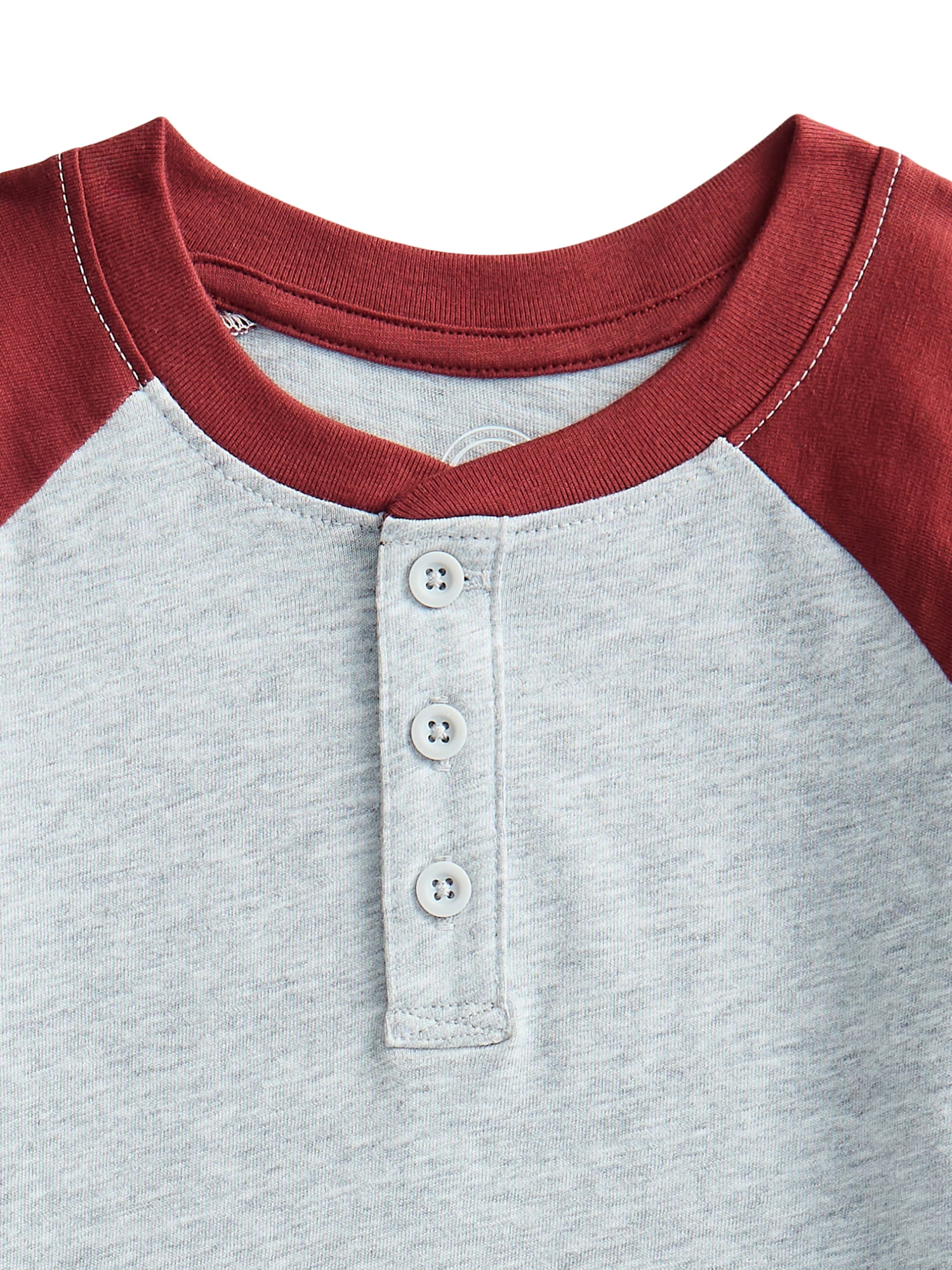 Wonder Nation Boys Raglan Henley T-Shirt with Short Sleeves, Sizes 4–18 & Husky