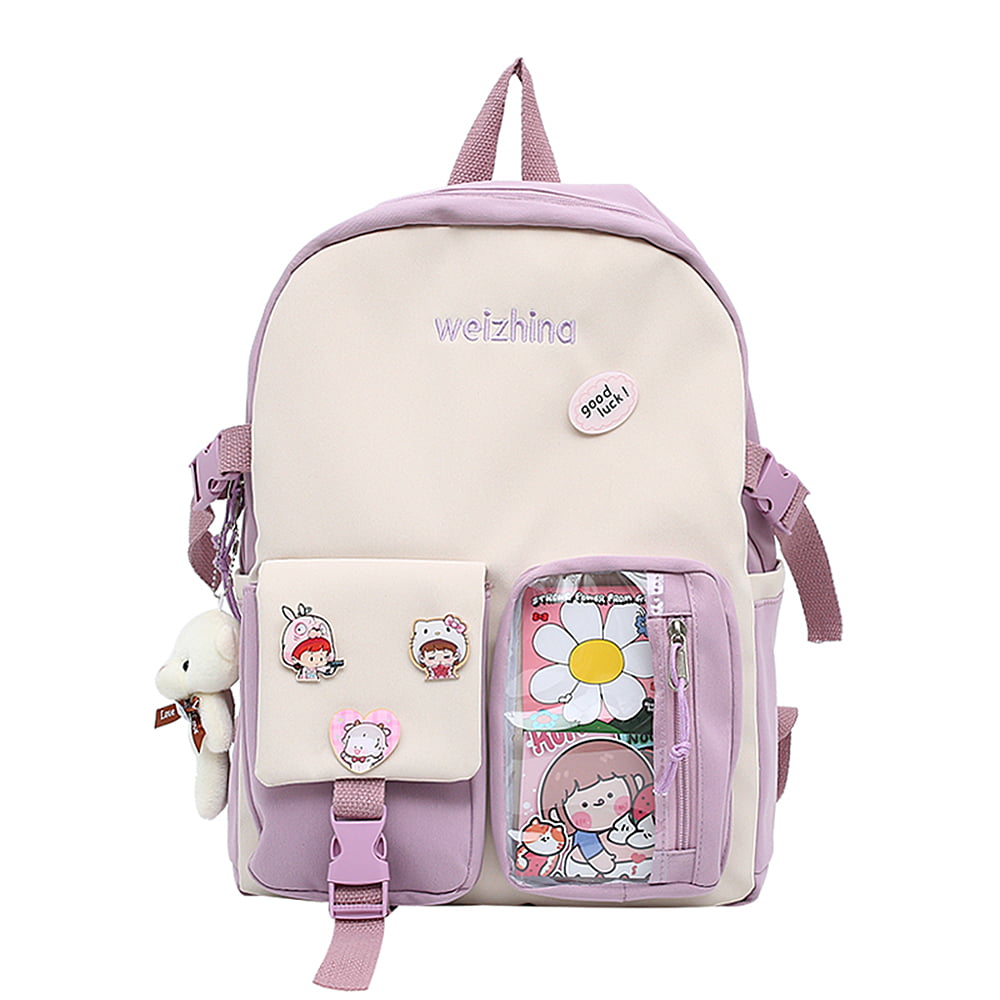 Cute Aesthetic Backpack with Kawaii Pin and Cute Accessories for Teen Girls and Boy Cute Kawaii Backpack for School Bag