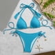 thumbnail image 4 of Tankini para mujer, bikini liso sin espalda, de dos piezas, estilo vendaje, para playa, dos piezas, tankini, 2 piezas, 4 of 9