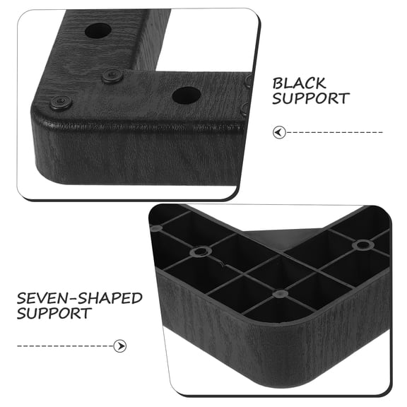 MIPCASE 4Pcs L-Shaped Black Plastic Furniture Legs for Sofa Bed Couch Replacement 6.5x6.5x1.4in
