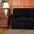 thumbnail image 6 of Subrtex 3-Piece High Spandex Textured Grid Sofa Slipcover, Separate Cushion Cover(Black, Loveseat), 6 of 8