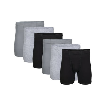 George Men's Covered Waistband Regular Leg Boxer Briefs, 6-Pack
