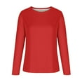 thumbnail image 5 of BiZtdJrK Long Sleeve Shirts for Women Solid Soft Round Neck Fall Clothes Loose Fit Oversized Pullover Sweatshirts Going Out Outfits Red XXXXL, 5 of 6