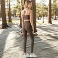 thumbnail image 5 of High Waist Ribbed Texture Seamless Leggings - Large, Brown, 5 of 6