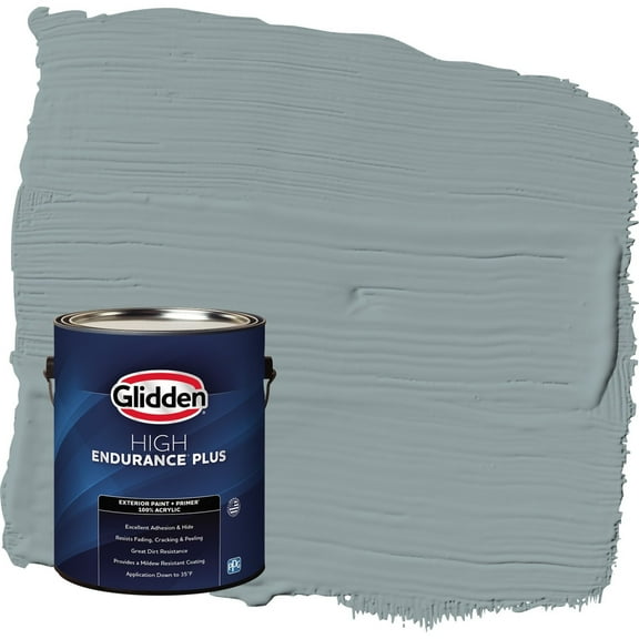 Glidden HEP After the Storm / Gray Satin Exterior Paint with Primer, 1 Gallon