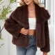 thumbnail image 1 of Chaqueta de abrigo cálida para mujer, de invierno, lisa, con cuello vuelto, 1 of 8