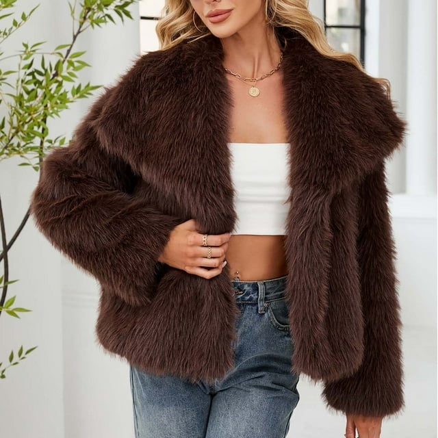 EGNMCR Manteau Chaud pour Femmes, Veste d'Hiver Unie avec Col Rabattu