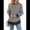 thumbnail image 1 of Sudadera de Mujer de Larga con Cuello Redondo y Rayas para Otoño. y Negro L, 1 of 10